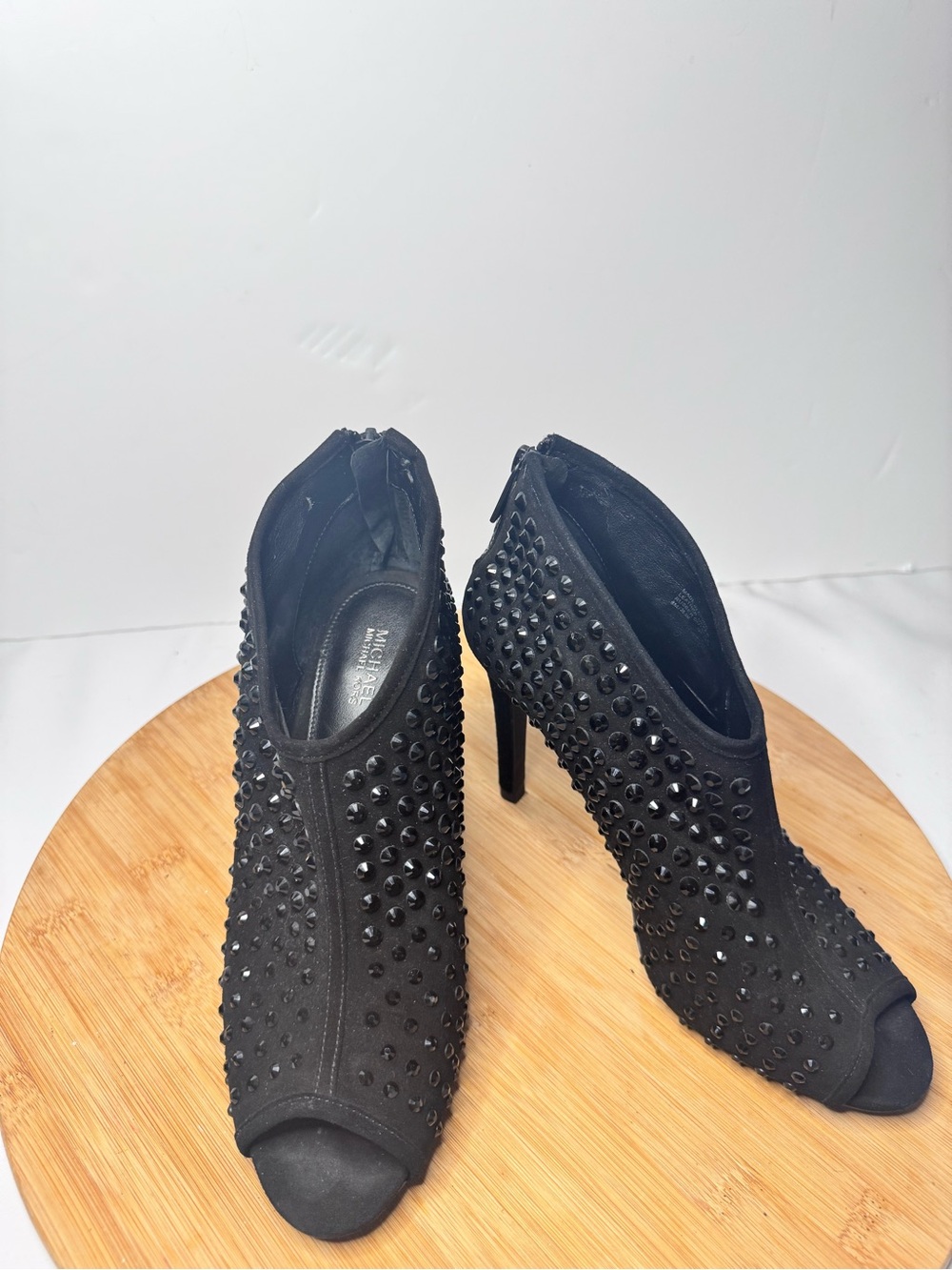 Michael Kors Black Studded Open-Toe Ankle Booties